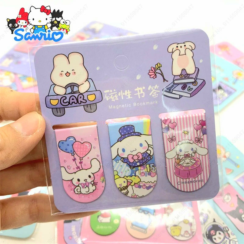 Pack de 3 marcapaginas magnéticos Sanrio