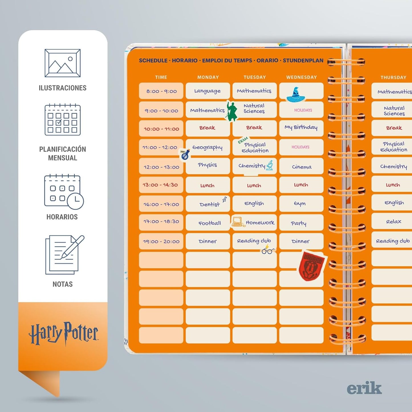 Agenda Escolar 2024/2025 Harry Potter Semana Vista 12 Meses A5