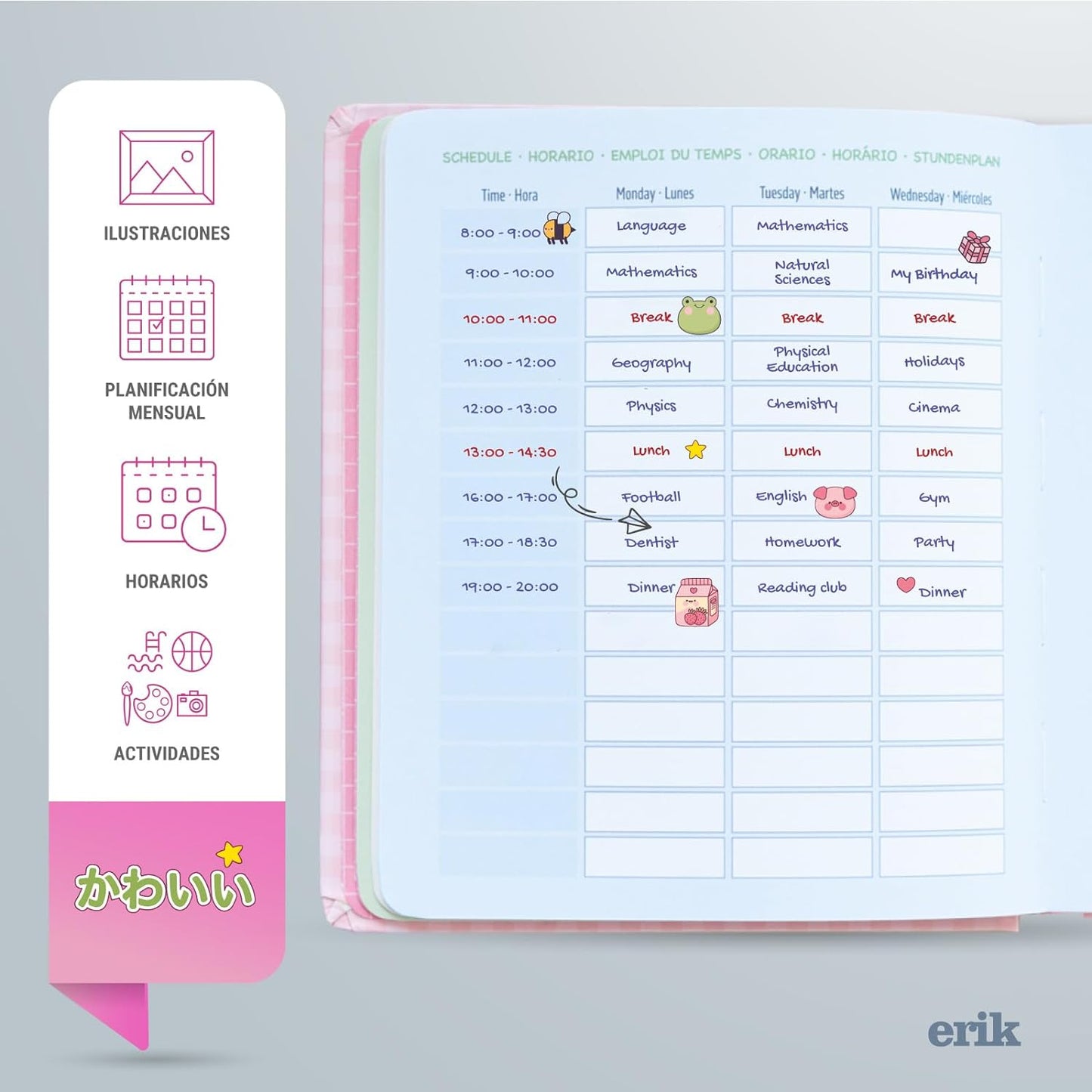 Agenda Escolar 2024/2025 Kawaii Dia Pagina 11 Meses