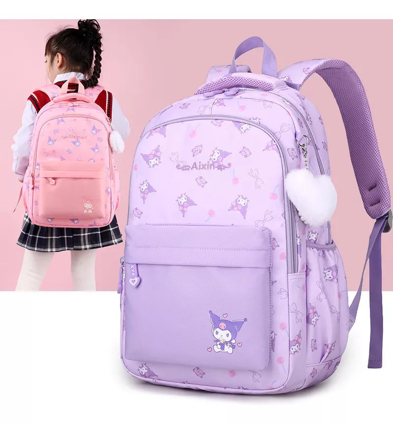 Mochila escolar Kuromi pompón