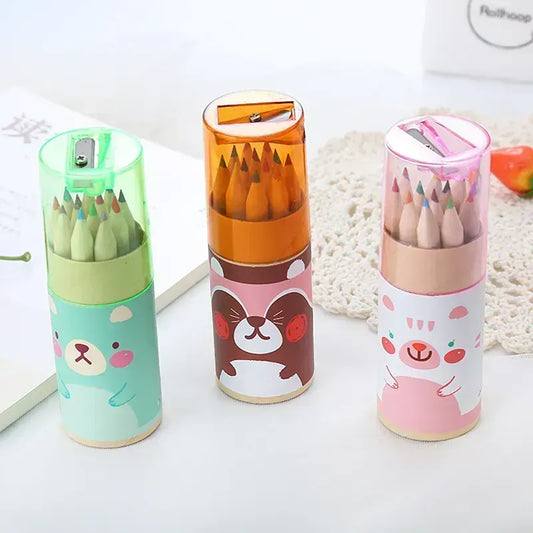 Set de pinturas de madera con sacapuntas