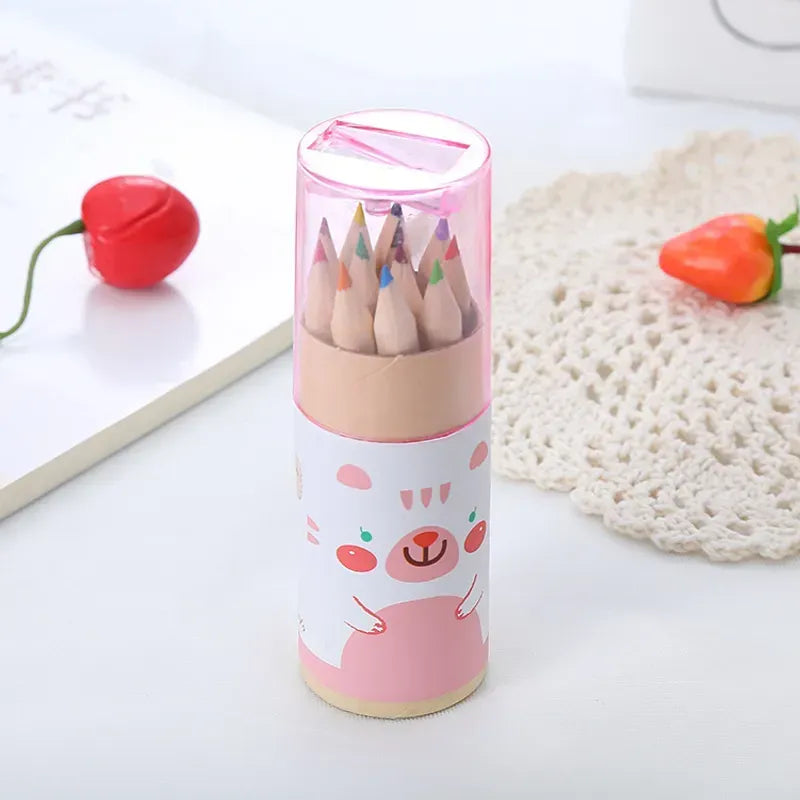 Set de pinturas de madera con sacapuntas