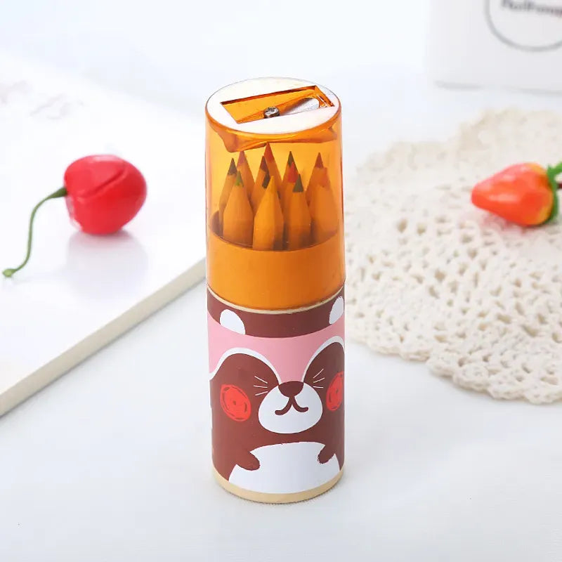 Set de pinturas de madera con sacapuntas