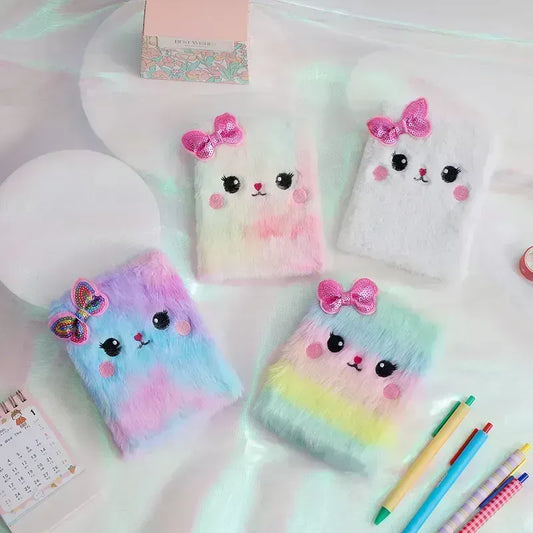 Mini libreta de peluche gatita