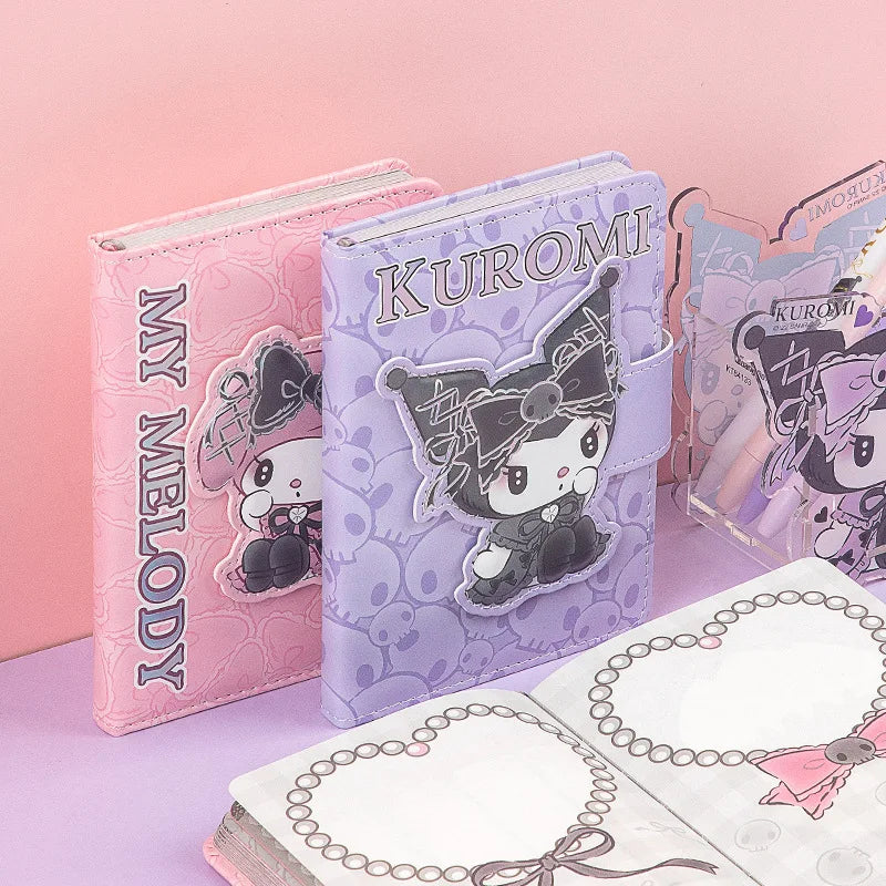 Cuaderno con cierre magnético Kuromi/Melody góticas