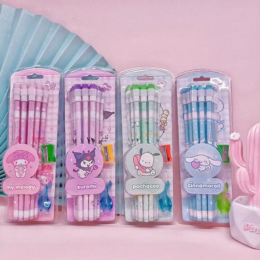 Pack de 12 lapiceros con goma y sacapuntas Sanrio