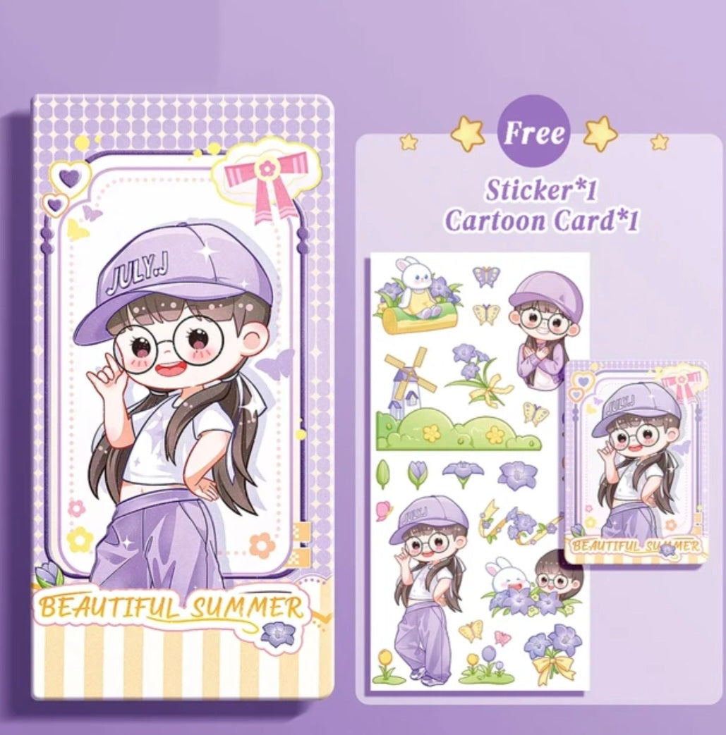 Libreta kawaii con pegatinas y tarjeta