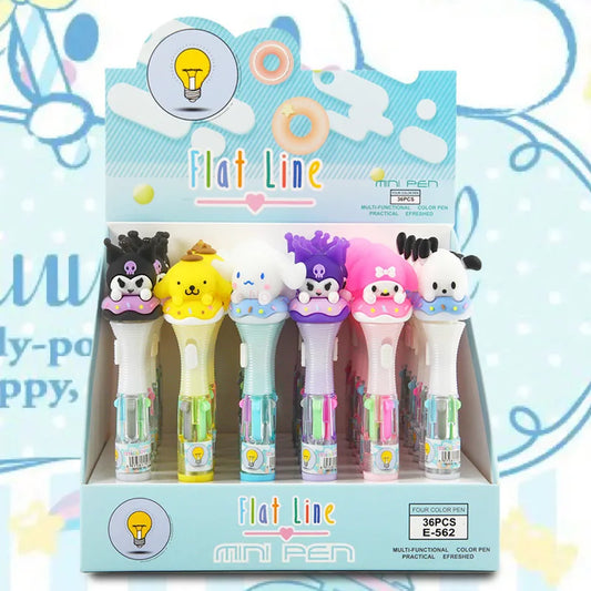 Mini bolígrafo de 6 colores con luz Sanrio