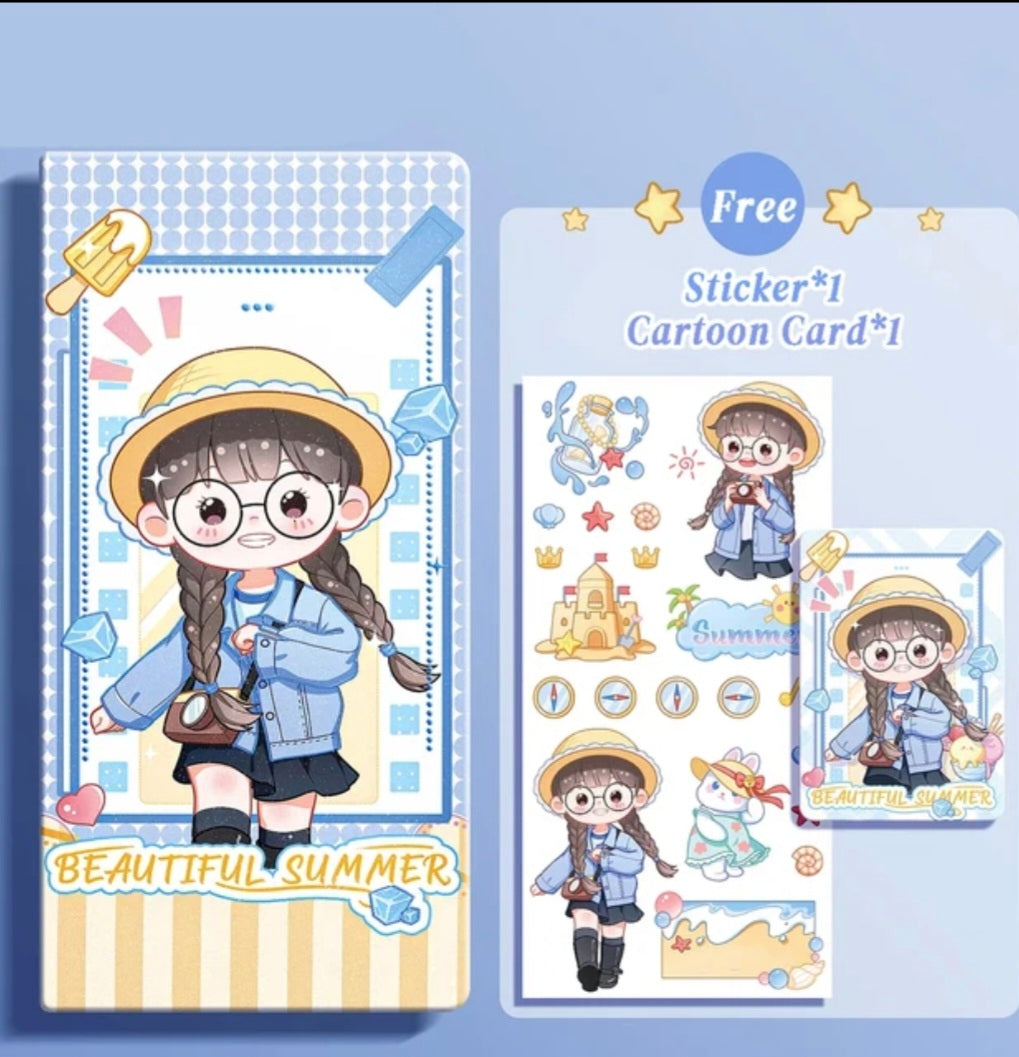 Libreta kawaii con pegatinas y tarjeta