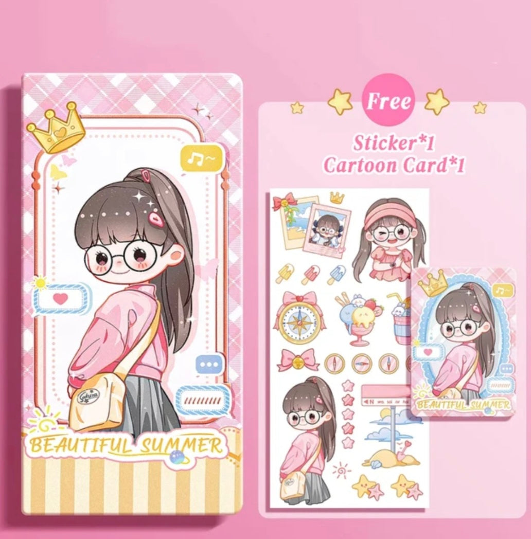 Libreta kawaii con pegatinas y tarjeta