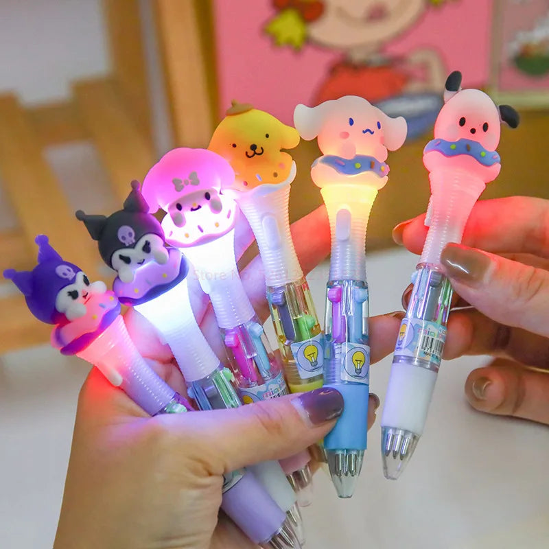 Mini bolígrafo de 6 colores con luz Sanrio