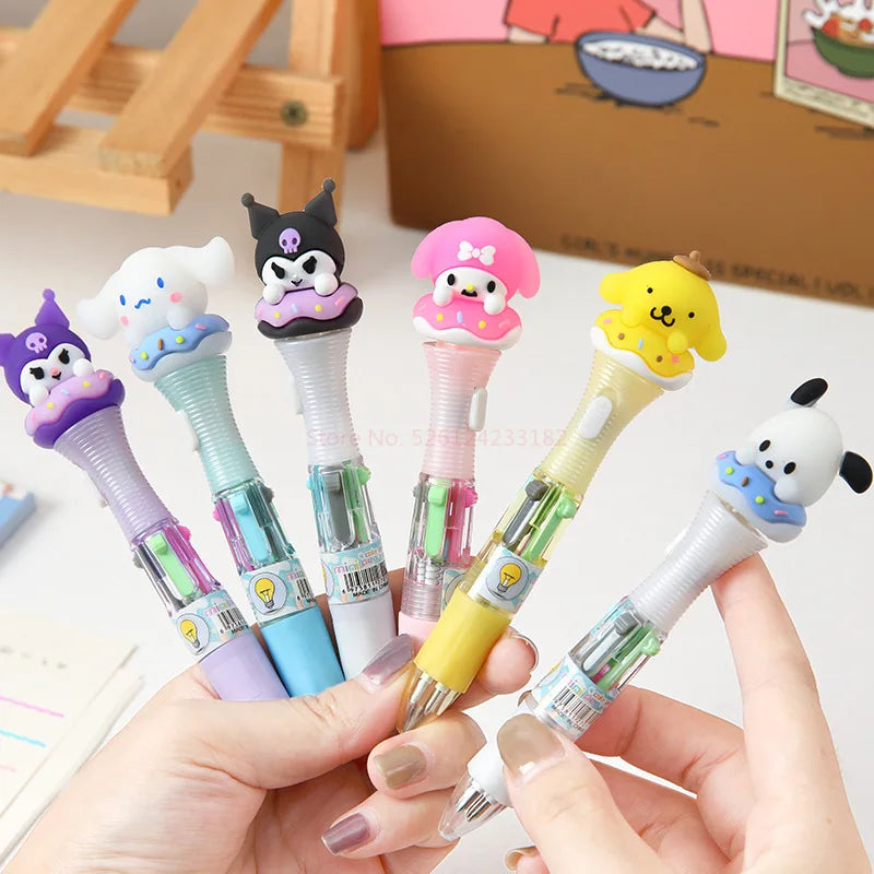 Mini bolígrafo de 6 colores con luz Sanrio